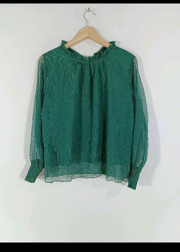 Graceful Green Chiffon Top