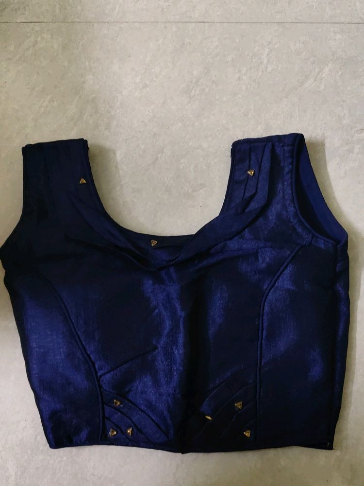 Padded Navy Blue Cut Out Blouse