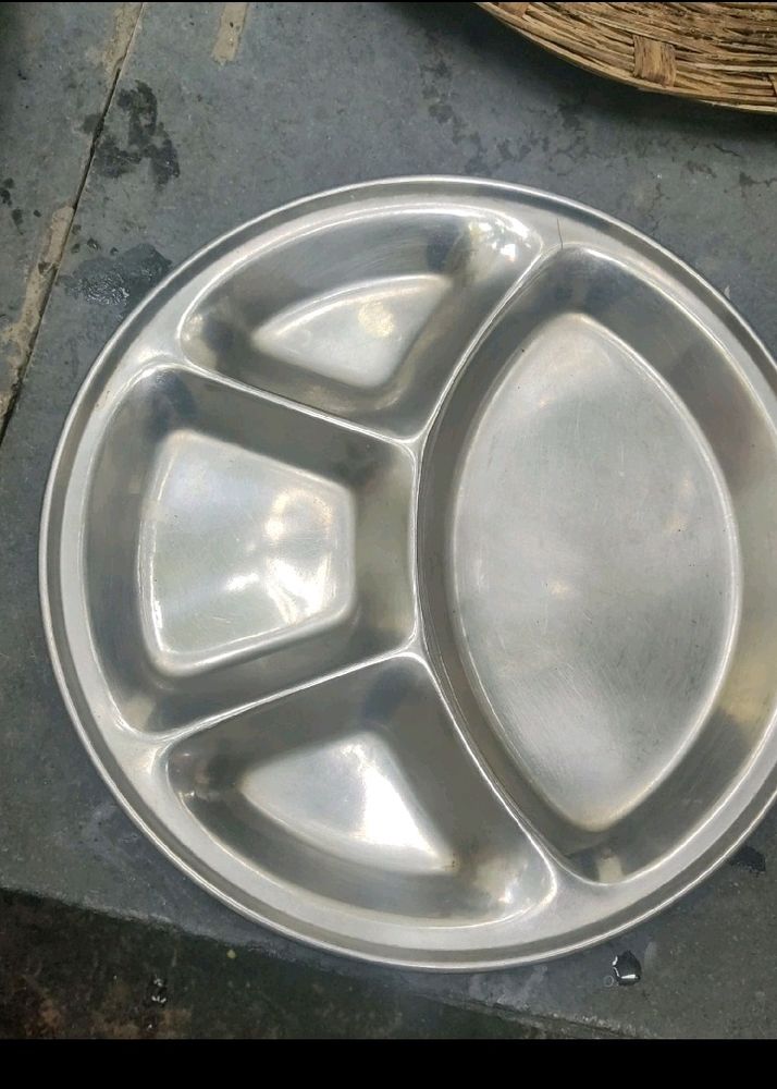 Three Campartments Thali Plate Sleel New Never Use