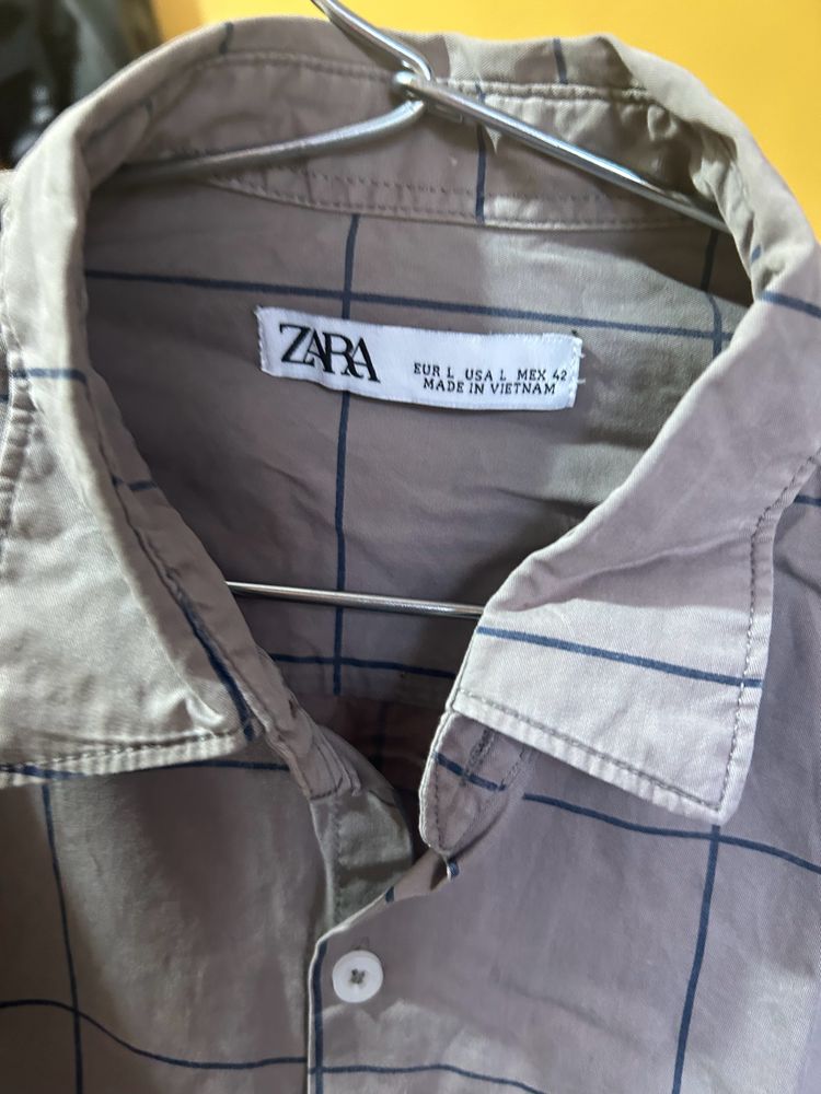 ZARA Grey Checks Shirt With Premium Quality