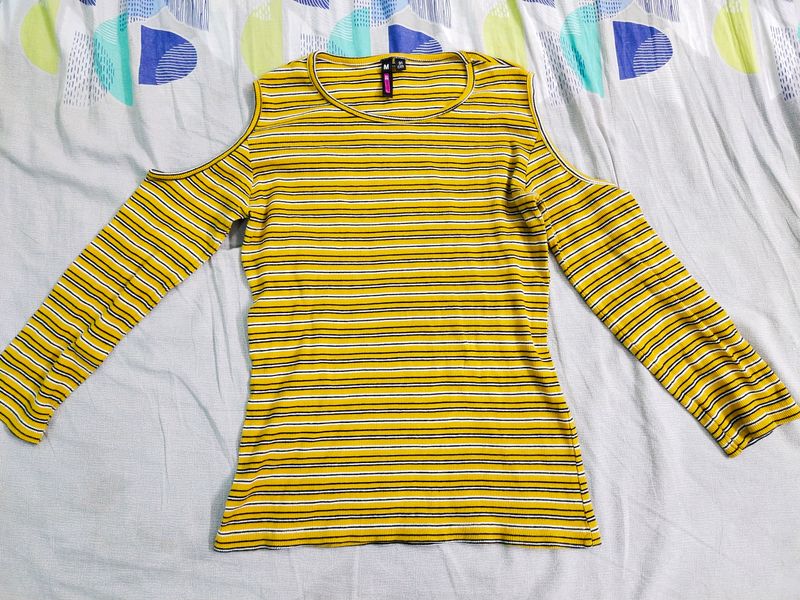 Mustard Yellow Cut Shoulder Top