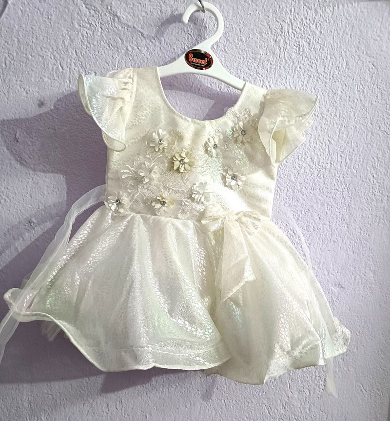 White Soft Frock For Baby Girl