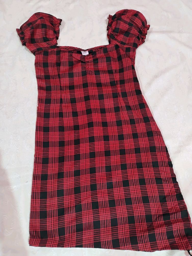 Red N Black Checked Dress🎀