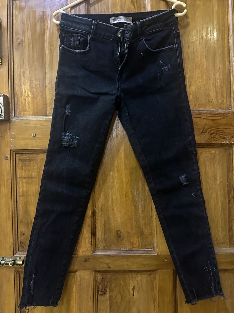 Black zara rugged denim