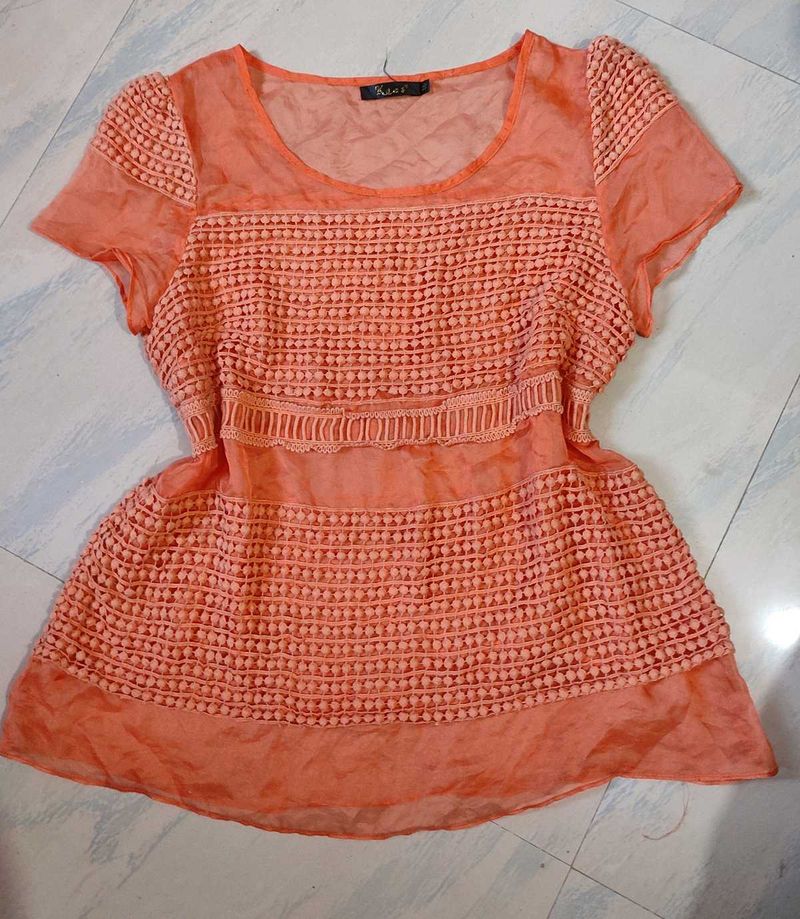 Beautiful Transparent Orange Net Top🌷🌷