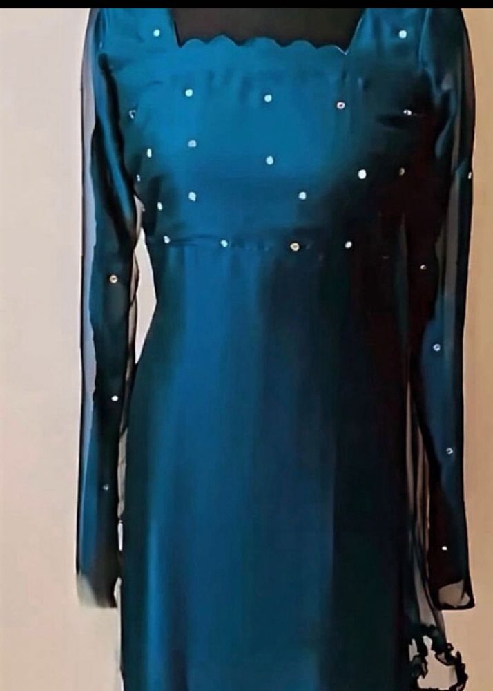 Teal blue Kurti set