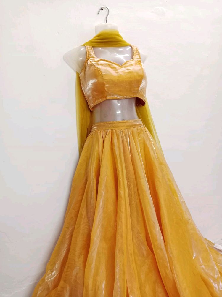 Organza Mustard Lehenga Choli