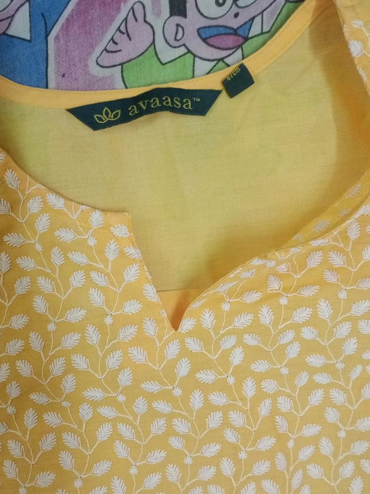 Yellow Thread Work Kurta