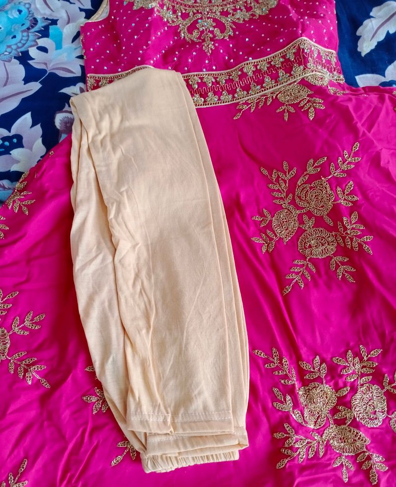 Umbrella Fancy Dress With Kundhan Work Pink Colour Never Used