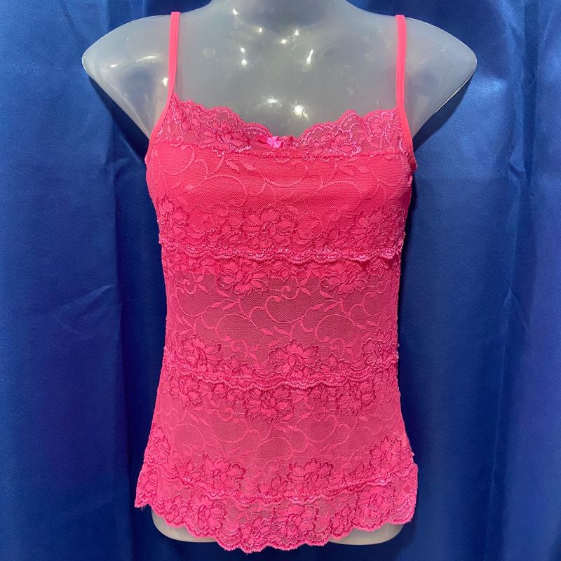 Pink Sheer Lace Camisole