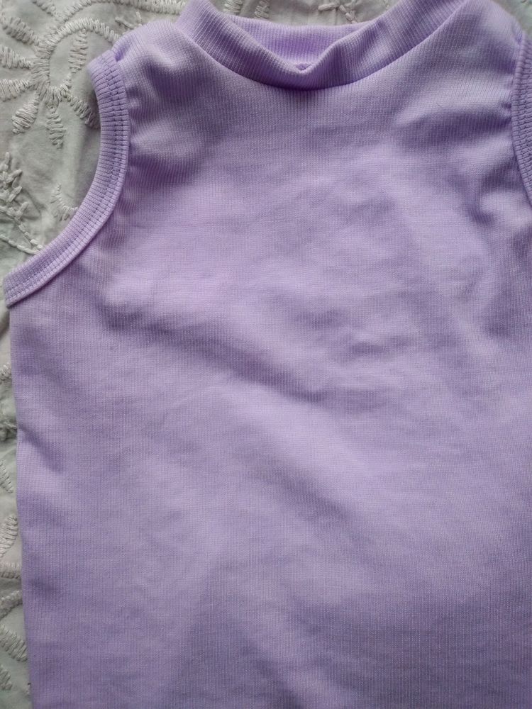 Lavender Half Sleeves Crop Top