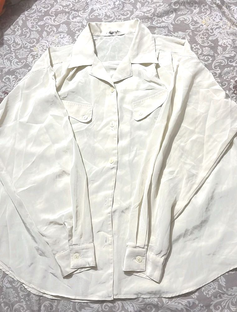 Off White Satin Shirt