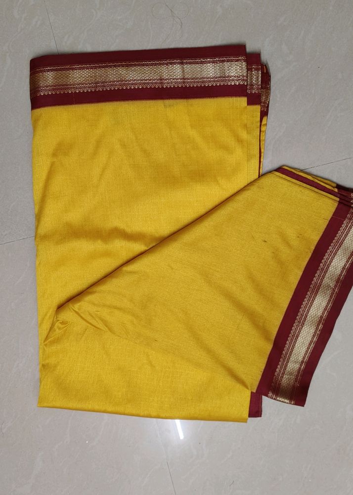 Yellow Saree With Red Border