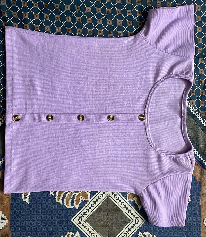 Stylish Front Button Top - Lavender