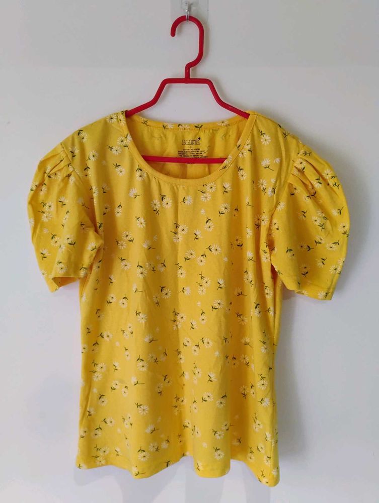 Yellow Regular Floral Top