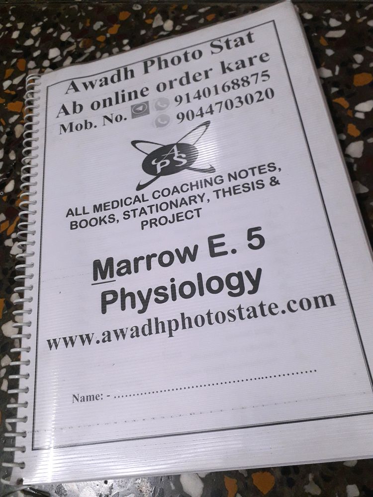 Physiology Marrow EDITION 5 Notes (NEET PG!!)🙌