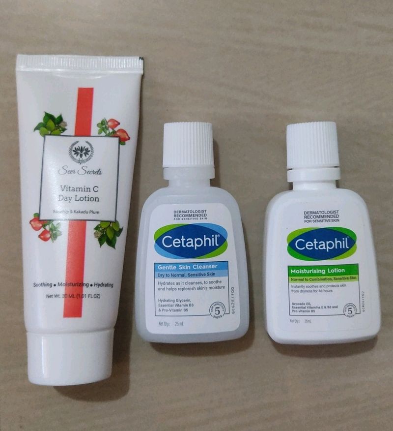 Seer Secrets Lotion & 2 Cetaphil Sample Products