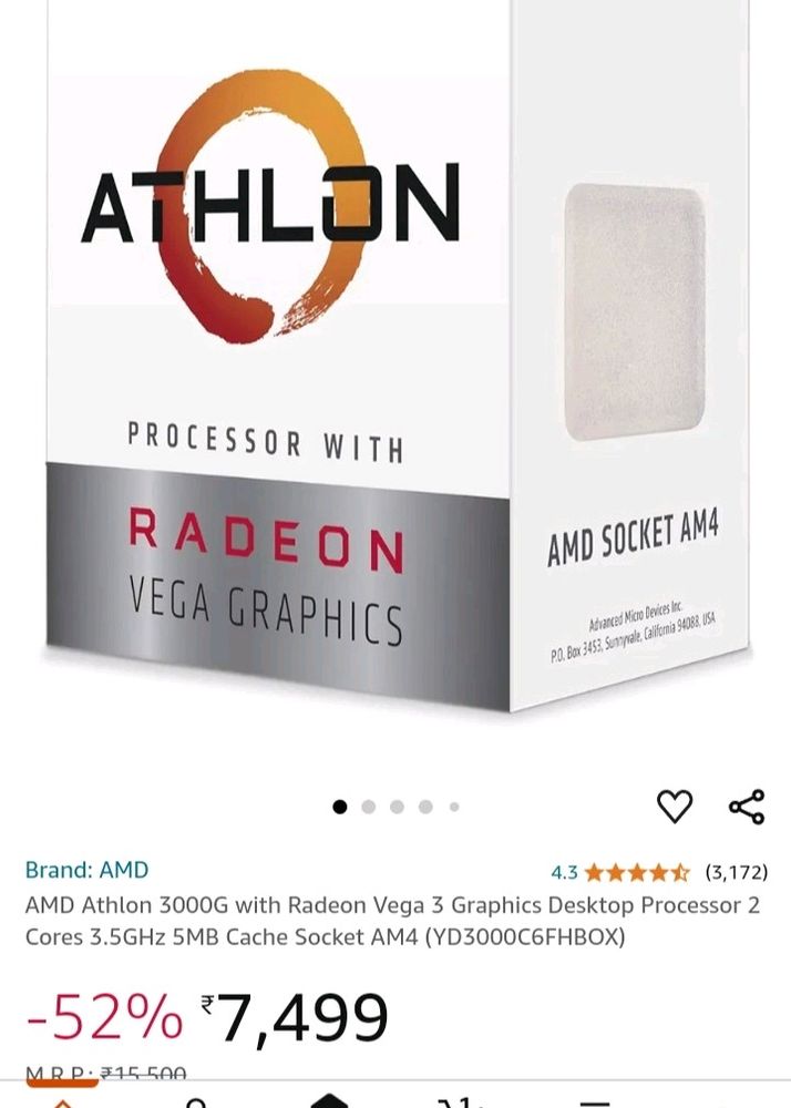 AMD Athleon 3000g  Processor With Bill And Box