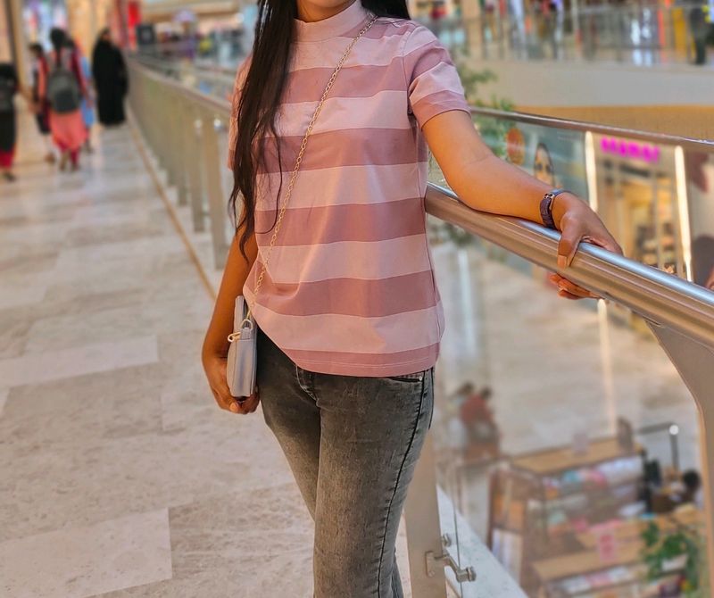 Pink Colour High Neck Top