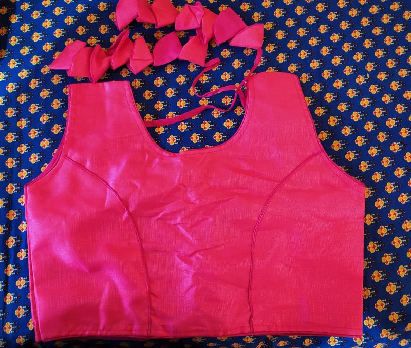 Silk Sleeveless Pink Coloured Blouse