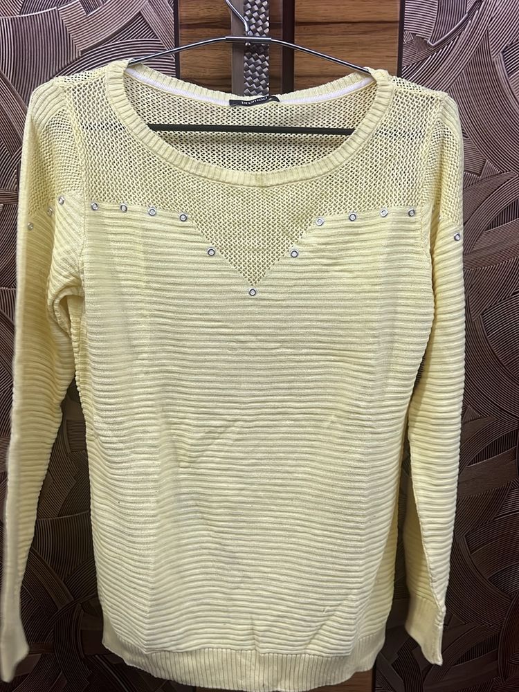 Promod Brand  T-shirt For Women Yellow Colour