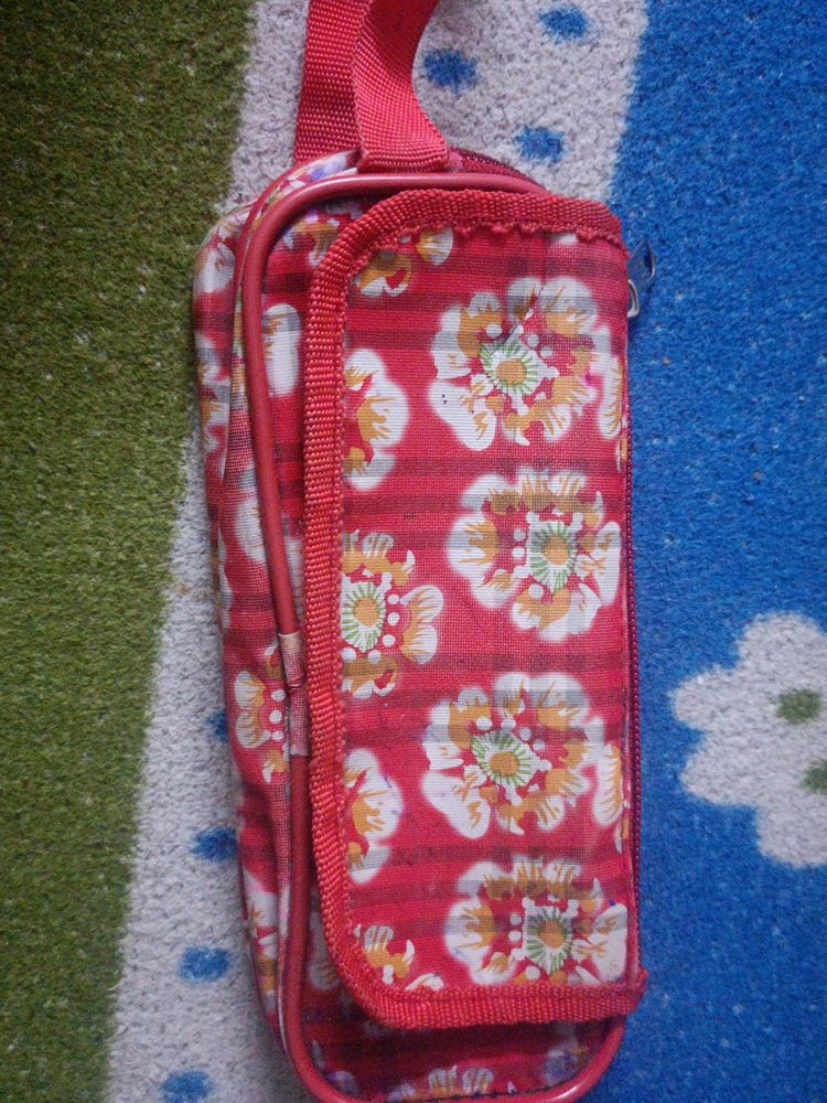 Red Designer Flower Pouch