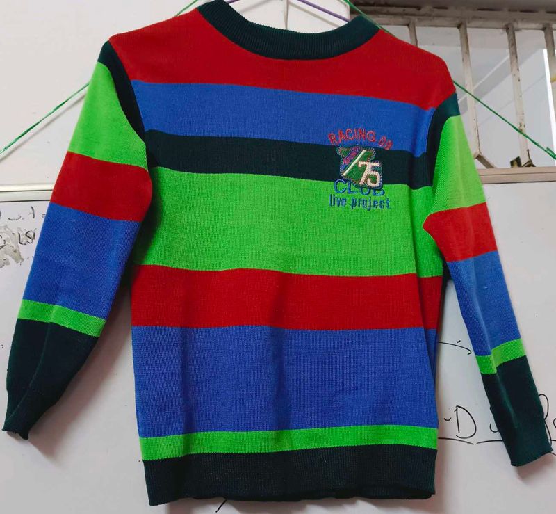 Boys Wool  Full Sleeve Color Block V Neck Sweater