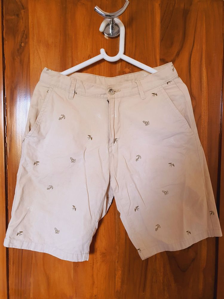 Easybuy Beige Cotton Shorts For Men