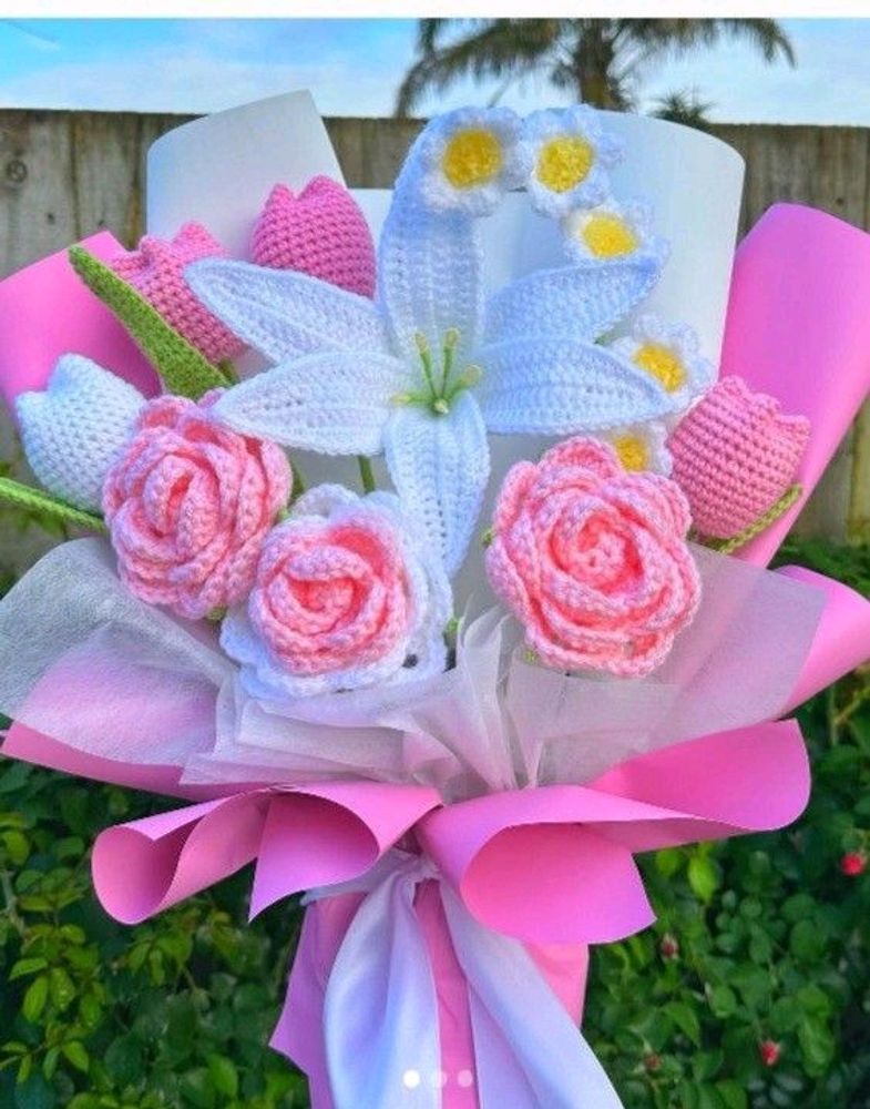 🎀Crochet Big Pastel Flowers Bouquet 🌷✨🎀