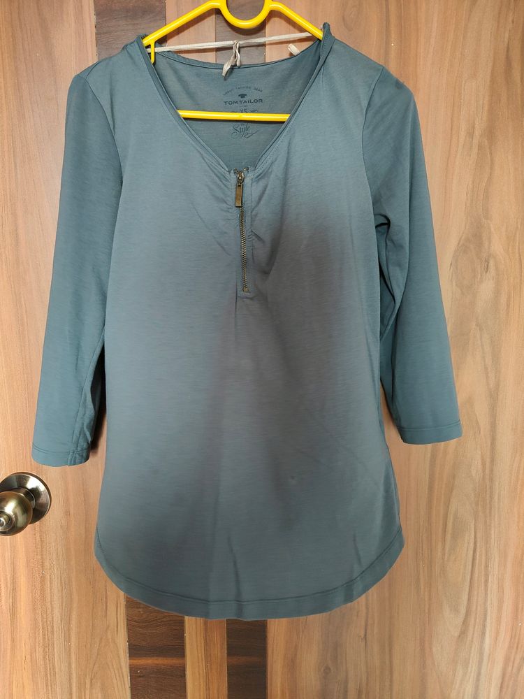 Teal Blue Solid Top (Women)