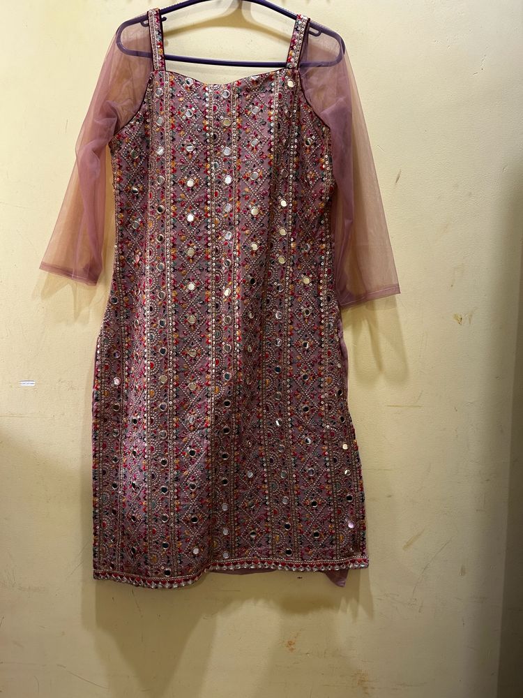 Neerus Ethnic Motifs Mirror Work Kurta Palazzo Set