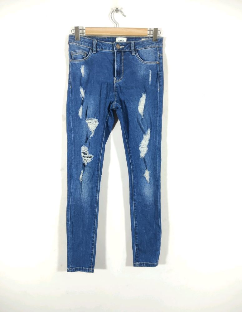 Only Blue Torn Skinny Fit Jeans