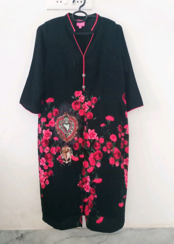 Floral Print Black 2xl Kurti