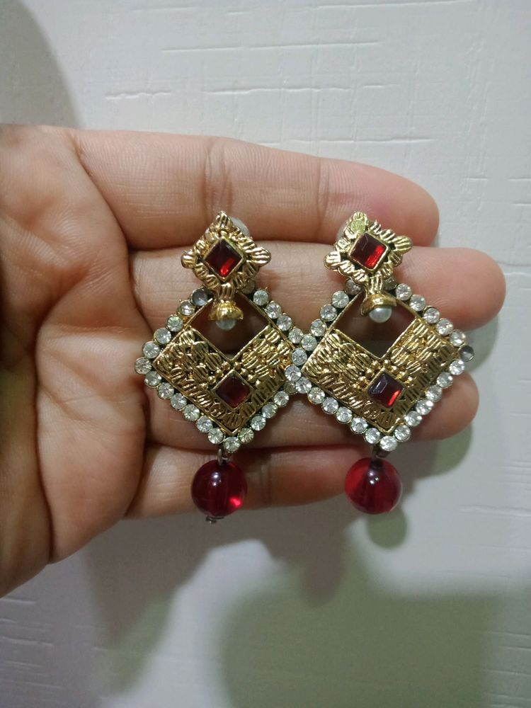 red traditional earings