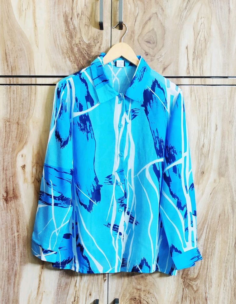 Blue Printed Shirt Size-42-44