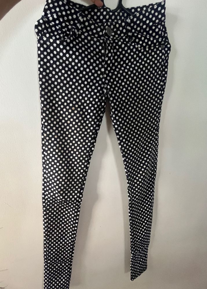 Skinny Fit Polka Dot Jeans