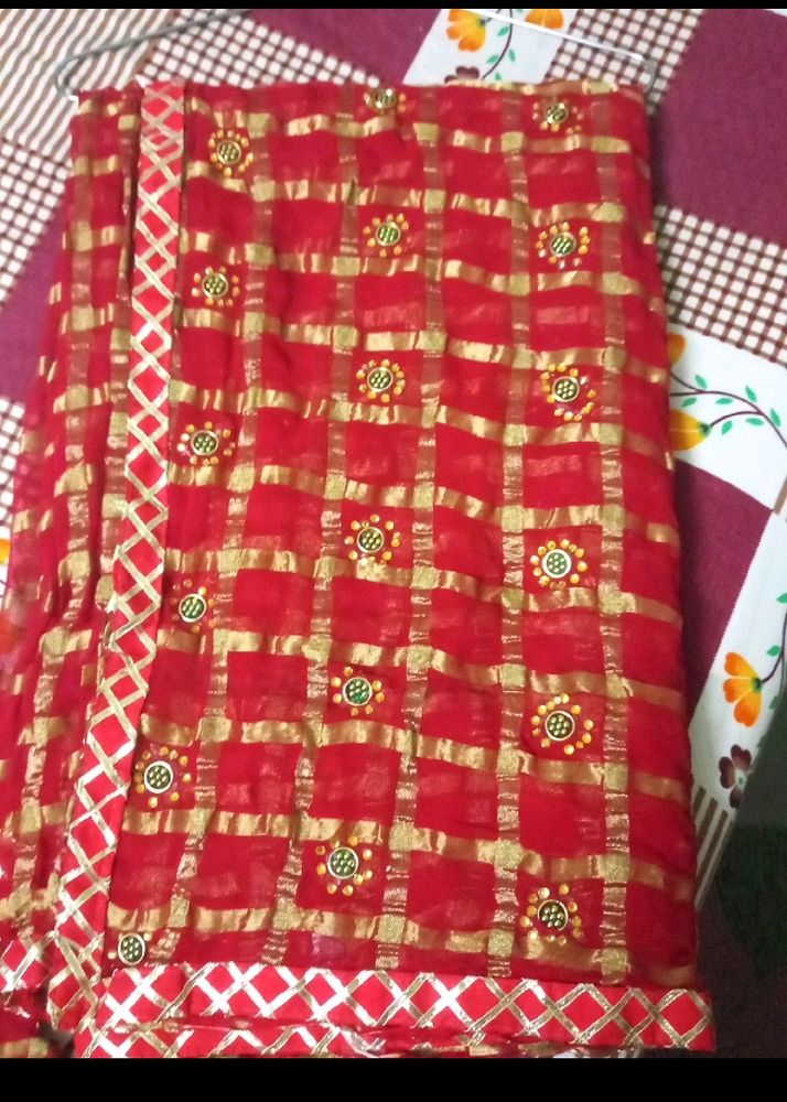 Heavy Red Saree With Blouse