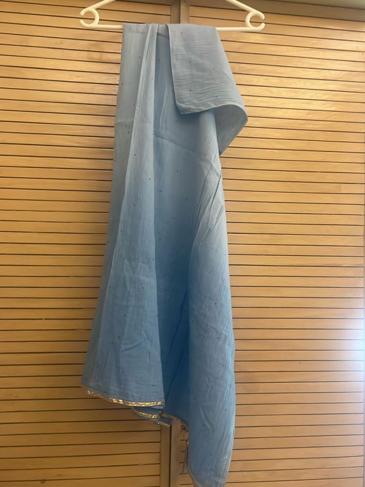 Shaded Blue Full Dupatta With Badhla Work