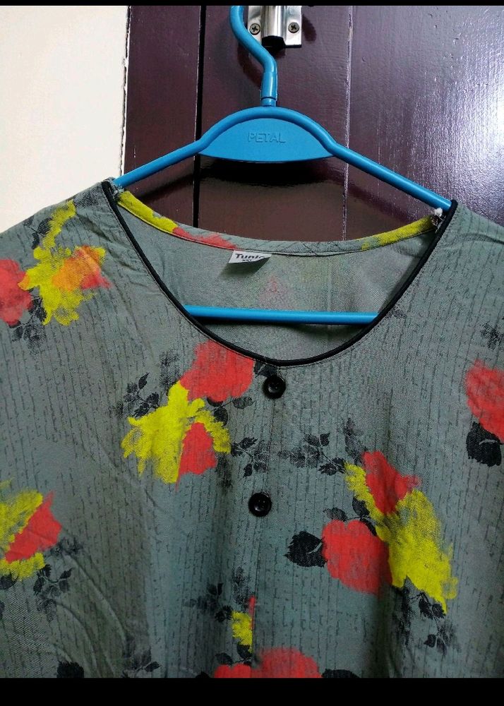 Charcoal Floral Kurti