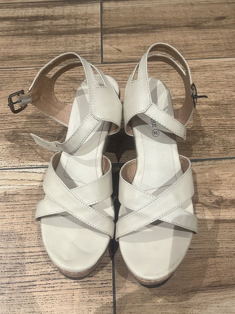 Marc Loire Strappy Wedges With Buckle Closure