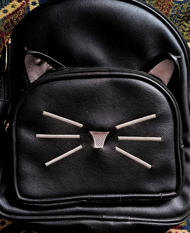 Cute Ears cat Black Bagpack