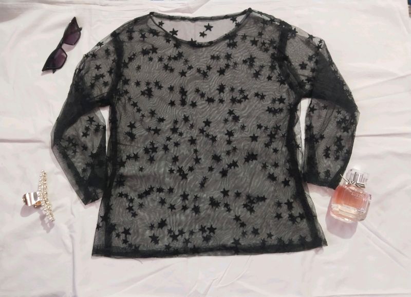 Sheer Net Top With Stars ⭐