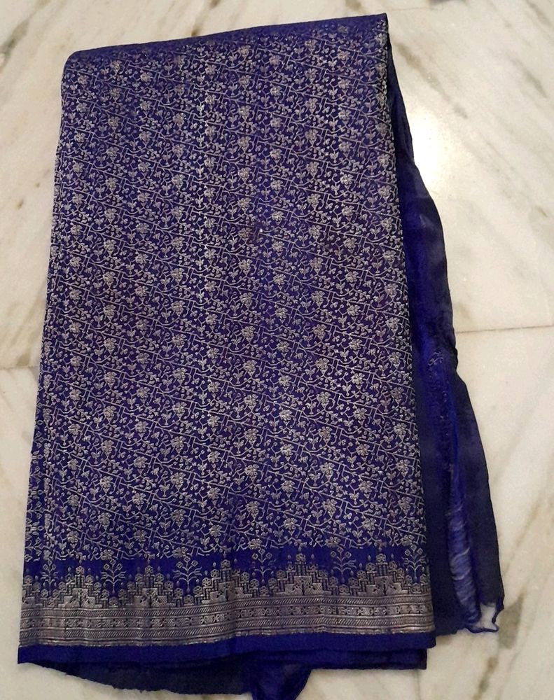 Navy Blue Saree With Blouse