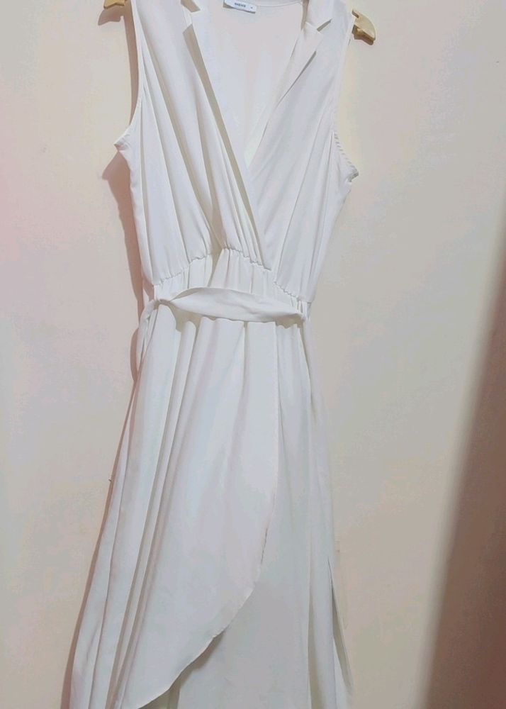 White Cut Sleeves Long Dress For Girl Or Woman