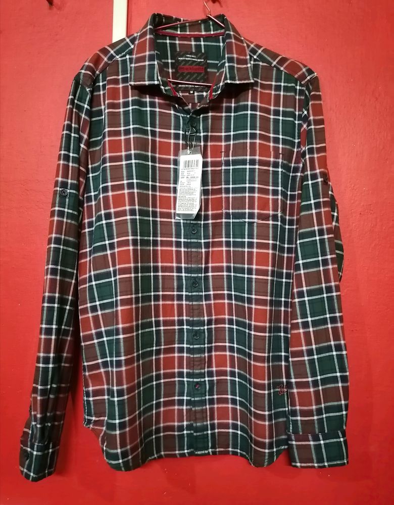 Men Checked Slim Fit Shirt/(M)