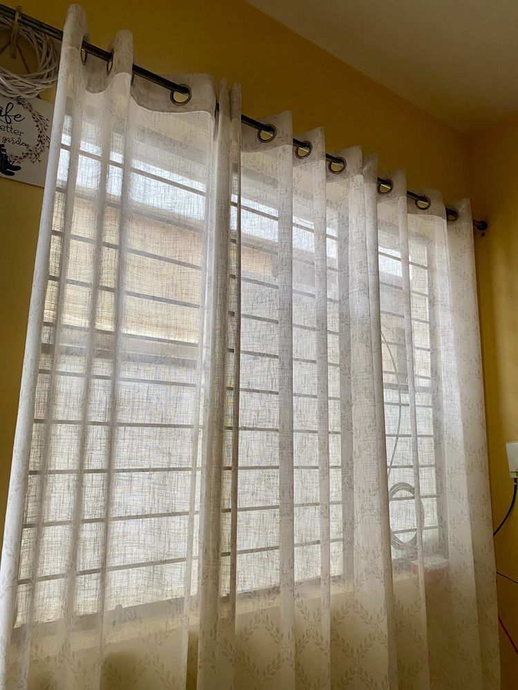 Buy 2 Get 1 Free( Leaf Printed Sheer Curtain)