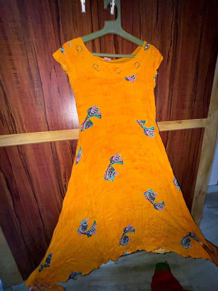 Umbrella kurti yellow coloured