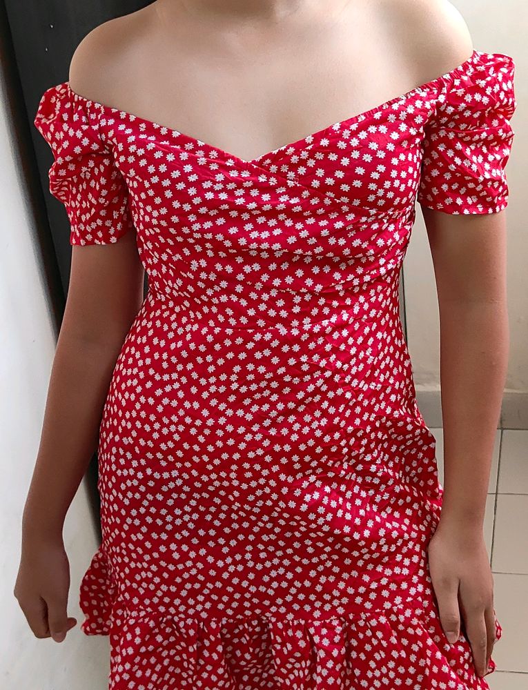 SHEIN Daisy Print Red Dress🍒🍷🎀