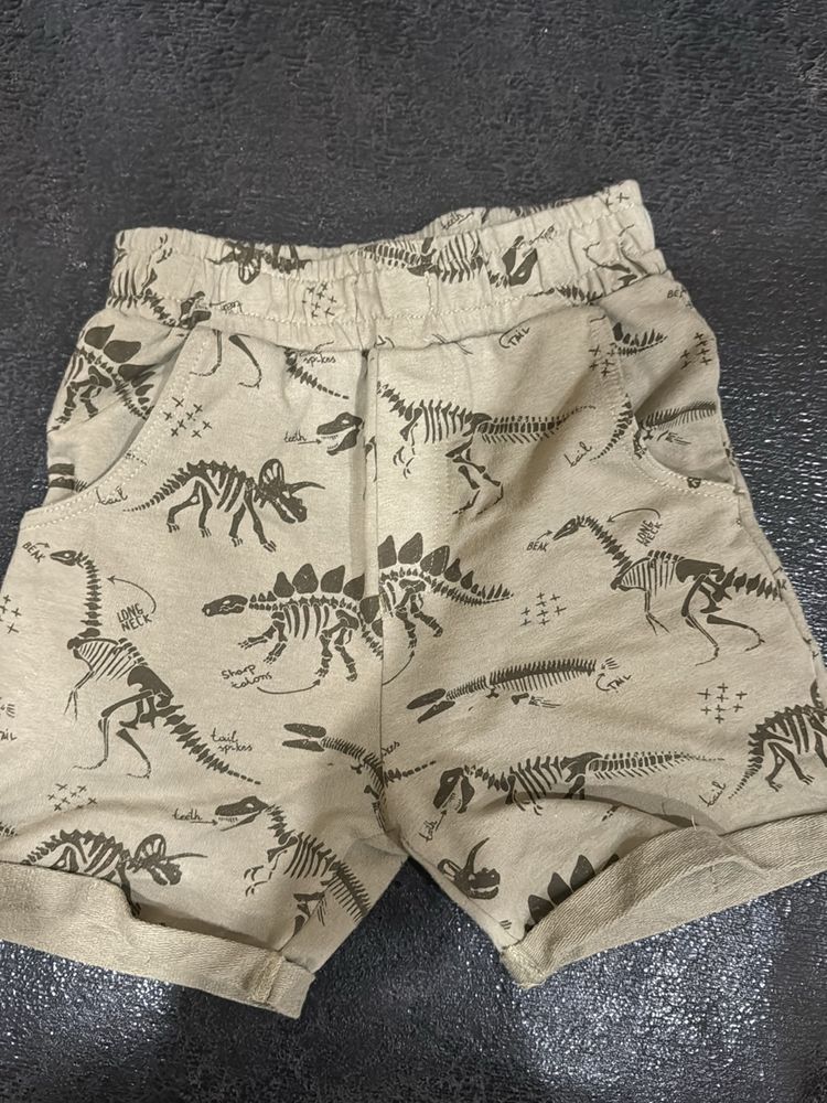 Boys Max Shorts Khaki Color With Dinosaur Print
