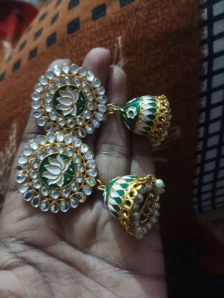 Lotus Minakari Wark Jhumki